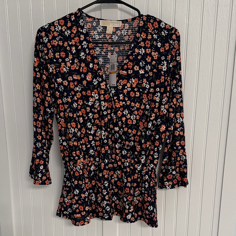 Michael Kors Navy Floral Blouse